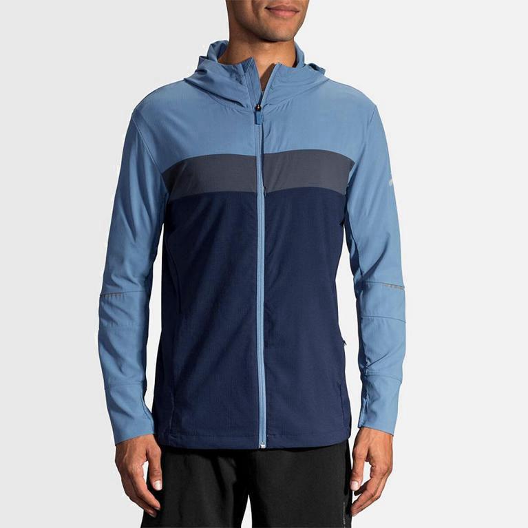 Brooks Canopy Israel - Men's Running Jackets - Blue (54681-HBSR)